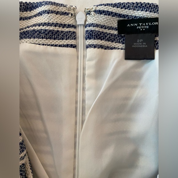 Ann Taylor 2PC Boatneck Blue & Ivory Top SZ XXS With Matching Skirt 2P SKU0642 - Picture 11 of 17